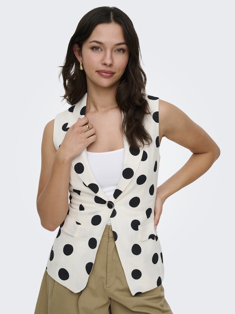 Onlviesta S/l Linen Bl Waistcoat Tlr - Wit Dessin