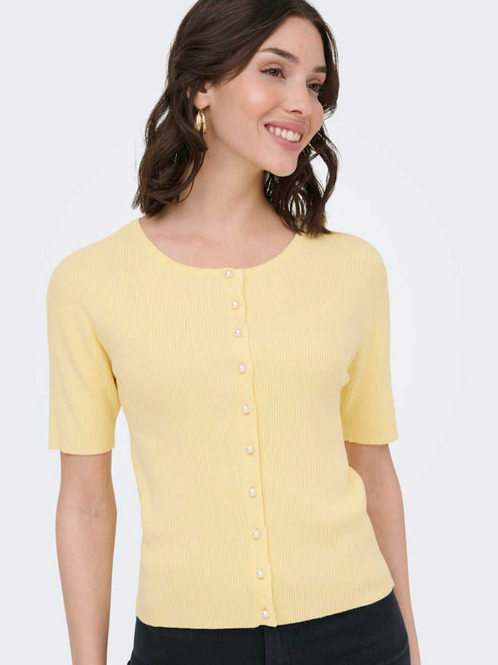 Jdygaby 2/4 O-neck Pearl Cardigan Knt - Geel