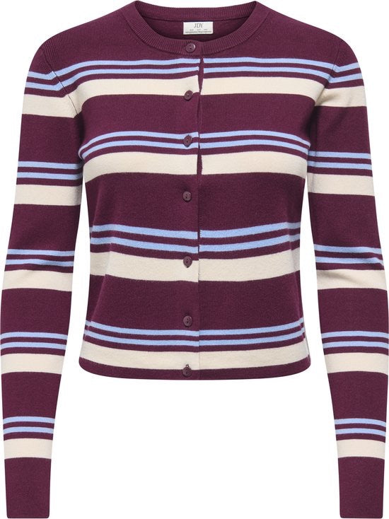 Jdyemmie L/s O-neck Stripe Cardigan Knt - Paars Dessin