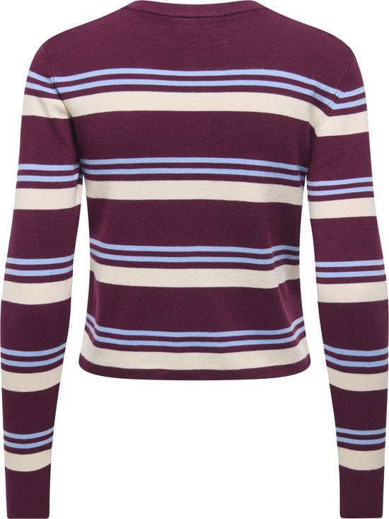 Jdyemmie L/s O-neck Stripe Cardigan Knt - Paars Dessin
