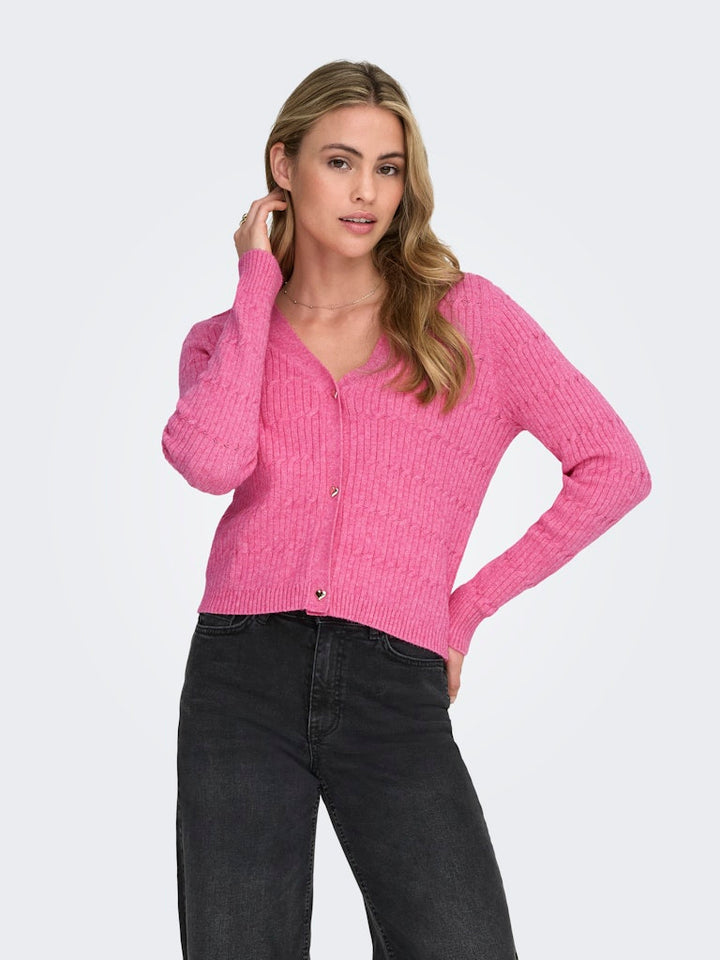 Onlkatia Ls Vneck Cardi Knt Noos - Roze