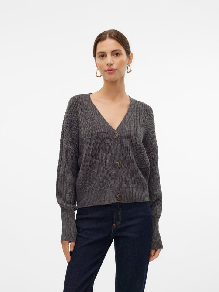 Vmlea Ls V-neck Cuff Cardigan Noos - Grijs