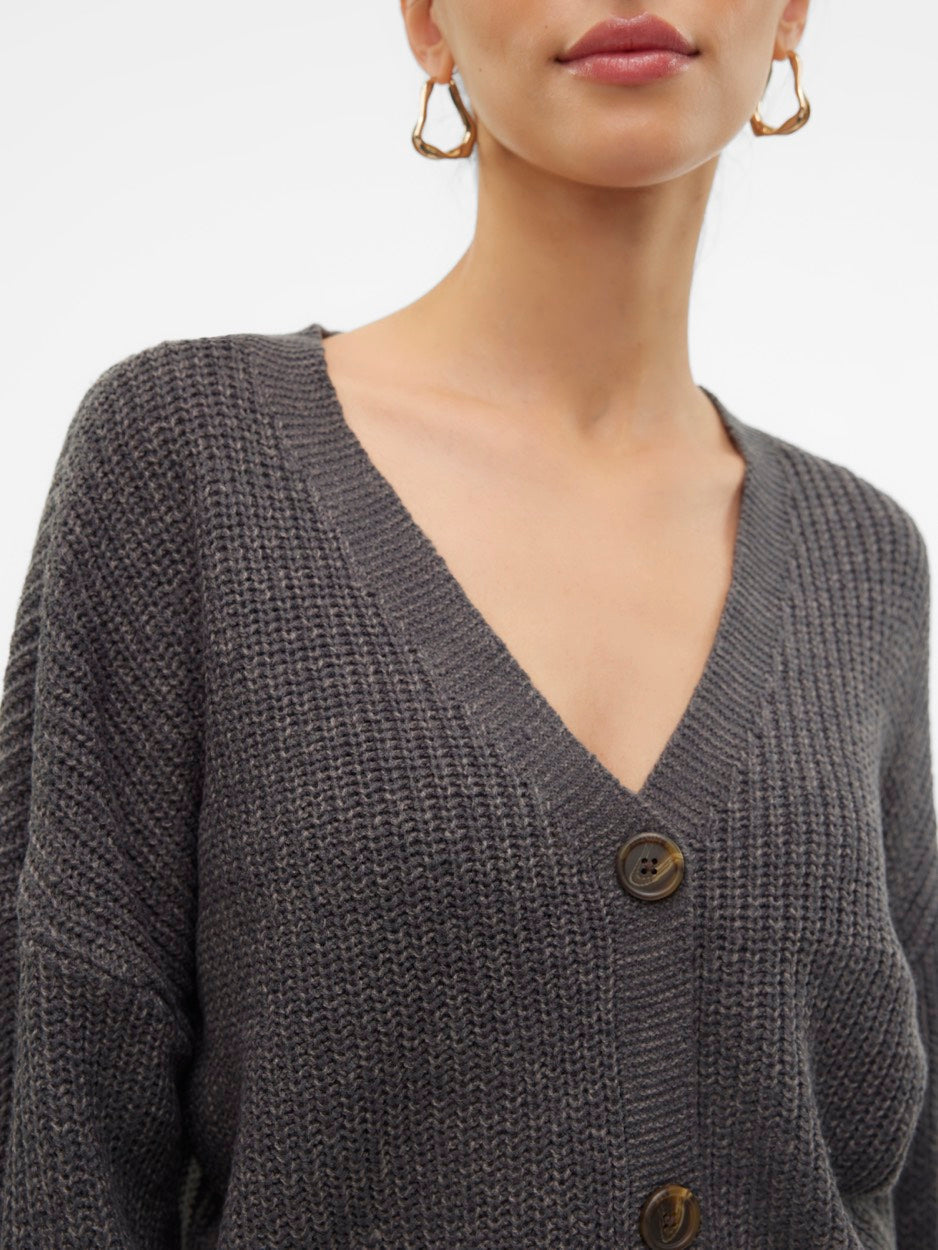 Vmlea Ls V-neck Cuff Cardigan Noos - Grijs