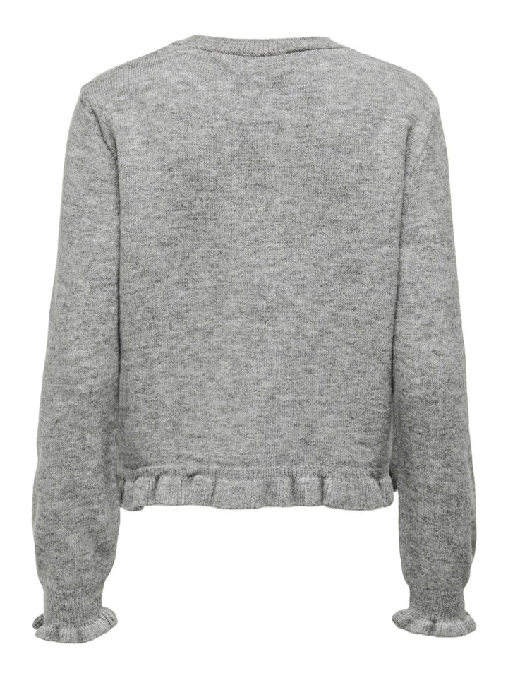 Jdyletty L/s On Frill Cardigan Knt Noos - Lichtgrijs