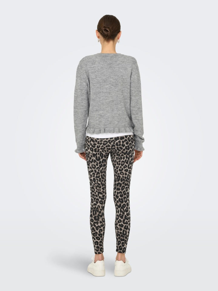 Jdyletty L/s On Frill Cardigan Knt Noos - Lichtgrijs