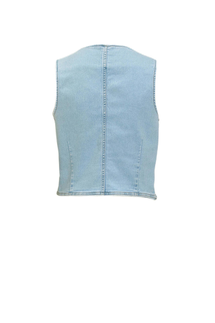 Jdyclaudia Sl Waistcoat Dnm - Blue Denim