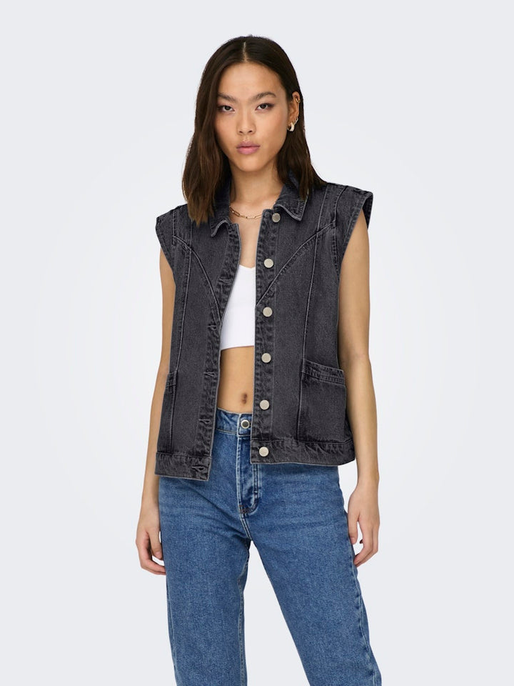 Onlkennedy Sl Dnm Waistcoat Bj Noos - Black Denim
