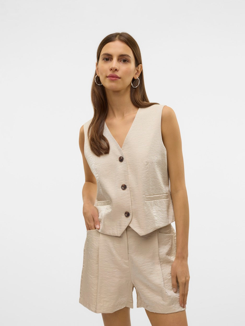 Vmliana Sl Shiny Waistcoat - Beige