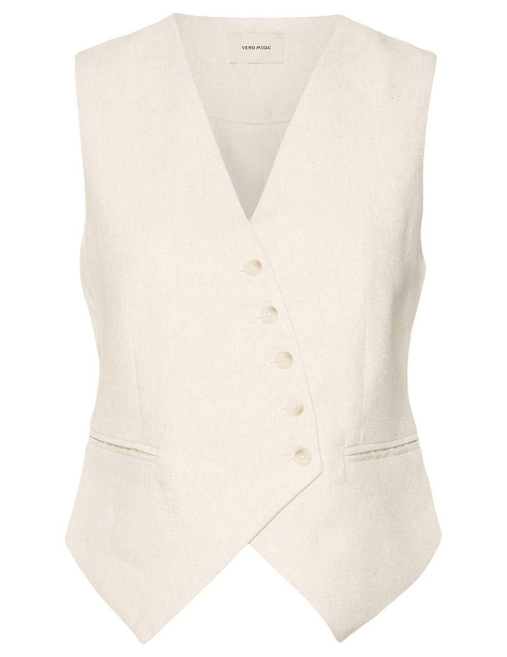 Vmflorence Sl Linen Waistcoat - Beige