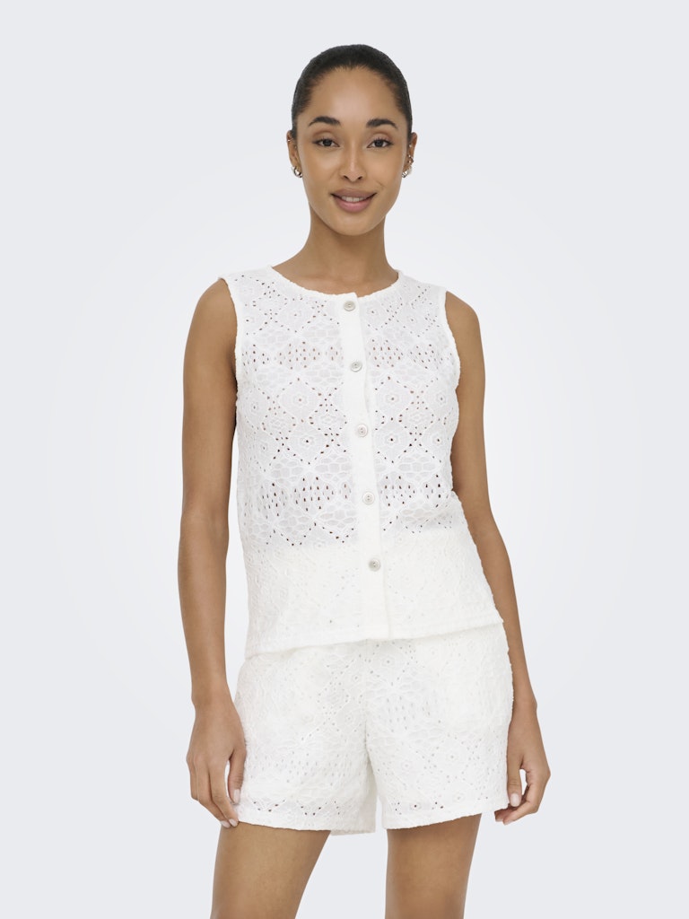 Jdynulle Life S/l Button Top Jrs - Wit Dessin