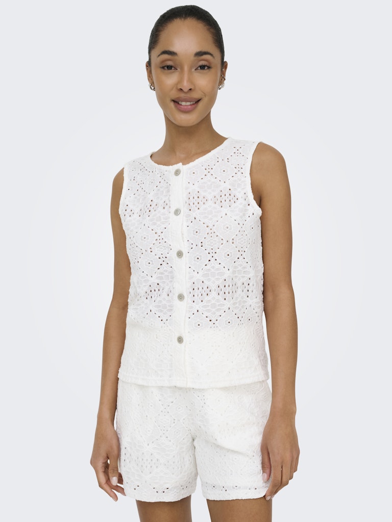 Jdynulle Life S/l Button Top Jrs - Wit Dessin
