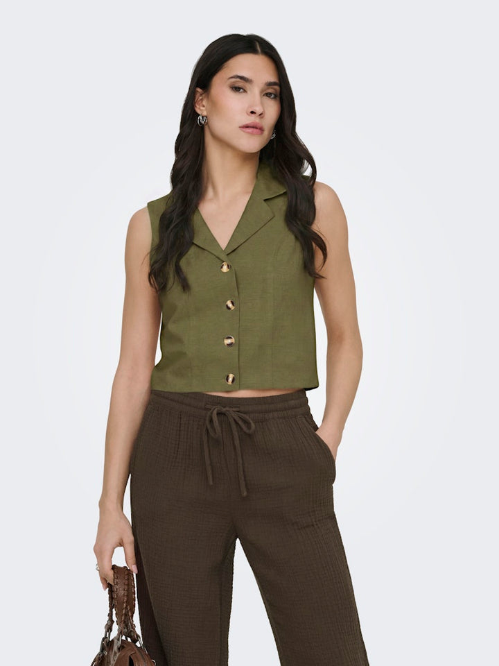 Jdymilan Linen S/l Waistcoat Tlr - Groen