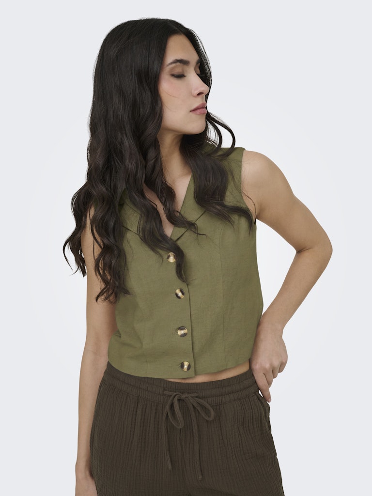 Jdymilan Linen S/l Waistcoat Tlr - Groen