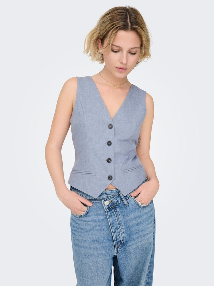 Onllinda S/l Mel Fit Waistcoat Tlr Noos - Lichtblauw