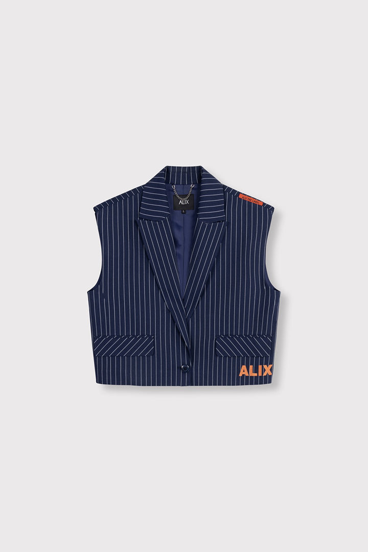 Striped Wasted Coat - Blauw Dessin
