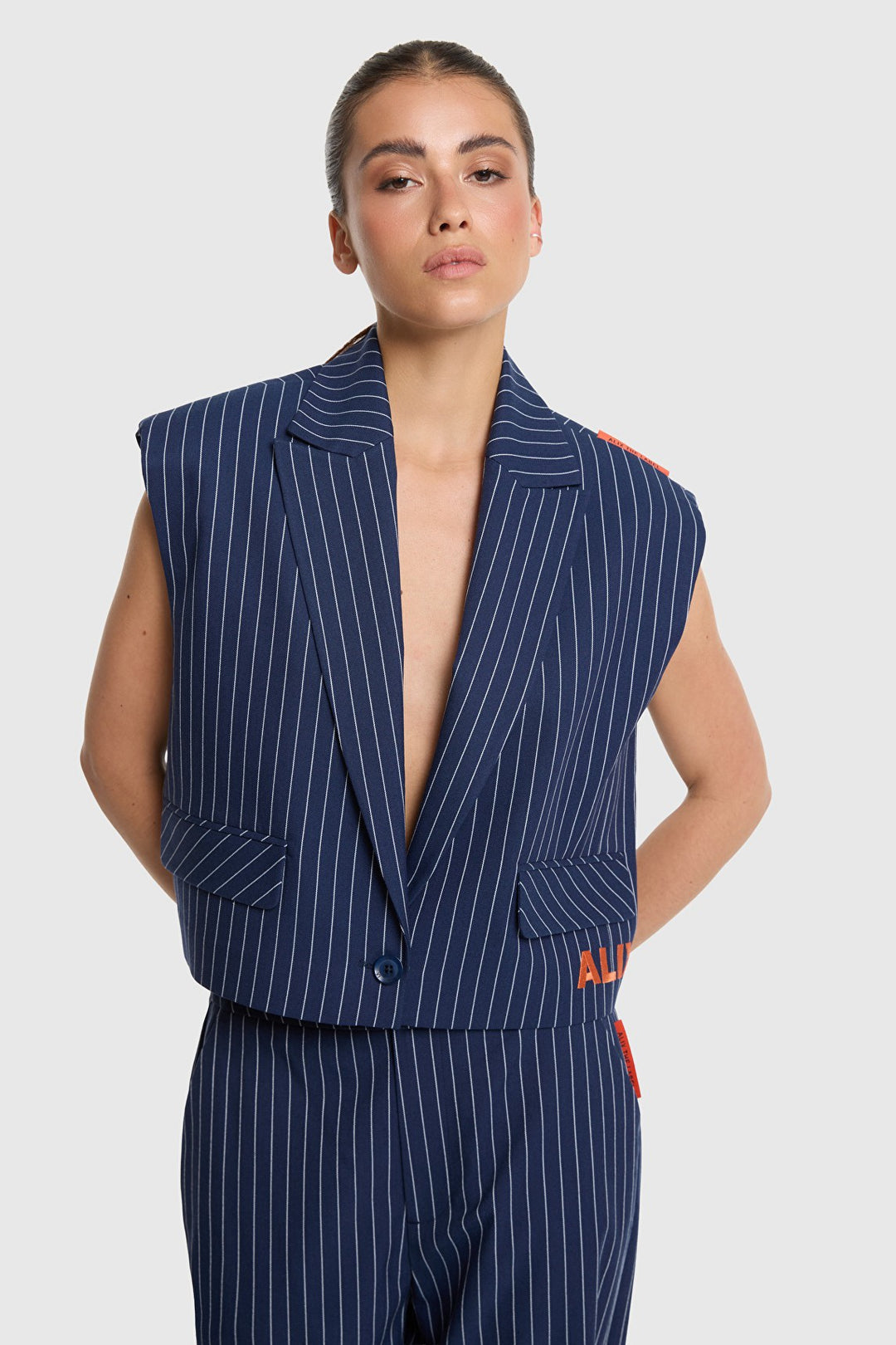 Striped Wasted Coat - Blauw Dessin