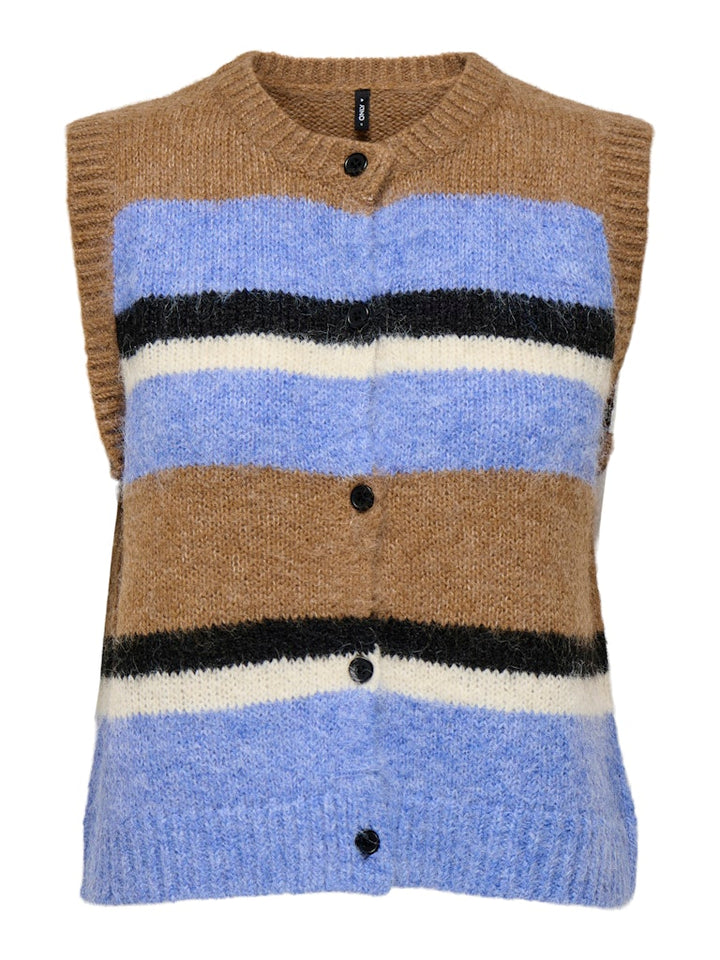 Onlkallie Sl Button Vest Knt - Bruin Dessin