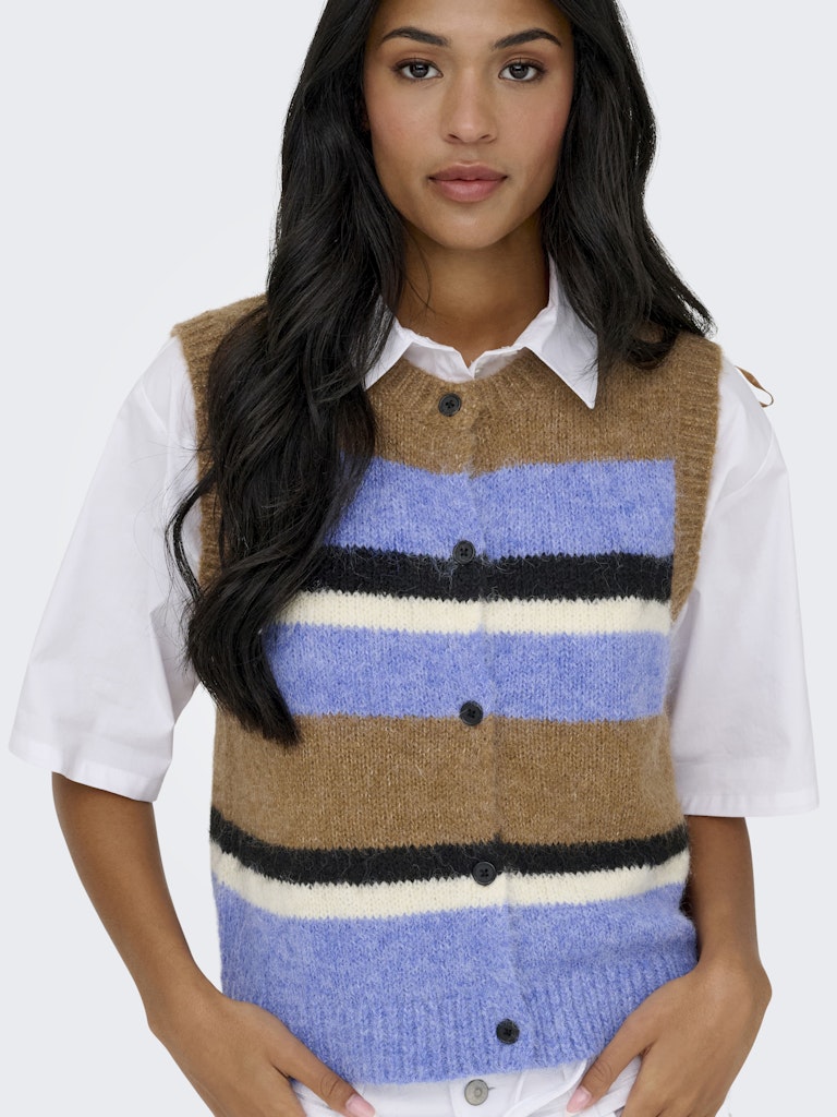 Onlkallie Sl Button Vest Knt - Bruin Dessin