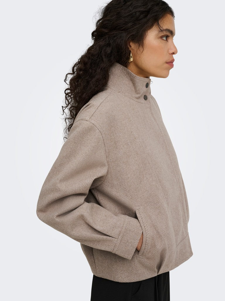 Onlasta High Collar Bomber Jacket Otw - Zand