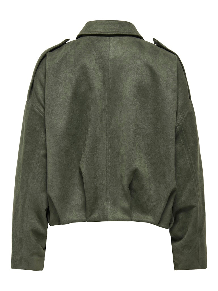 Jdynia Faux Suede Bat Jacket Otw Yfm - Donkergroen