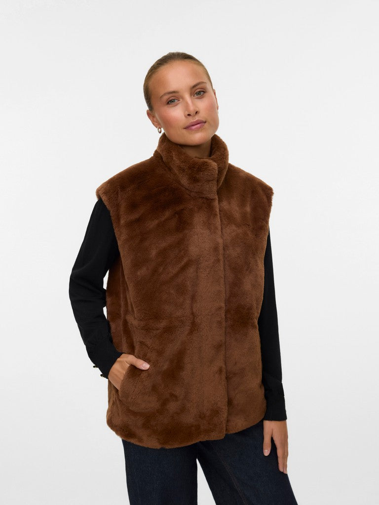 Vmjsonjapoppy Faux Fur Waiscoat - Bruin