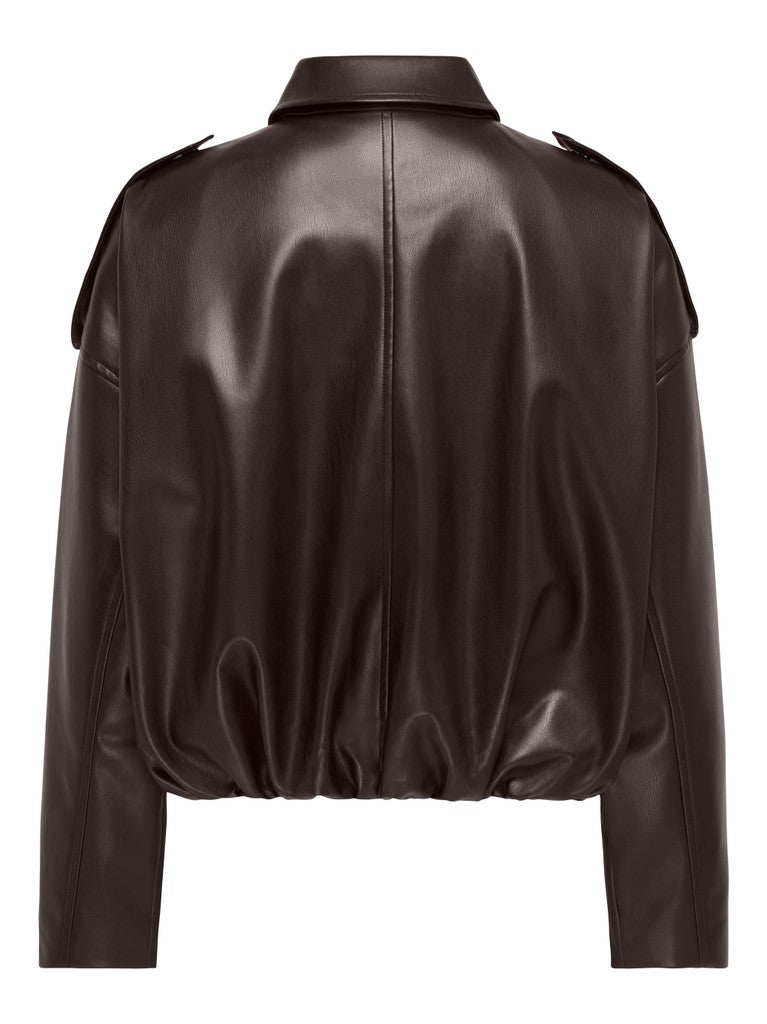 Onlmoon-neli L/s Faux Leather Bomber Pnt - Bruin