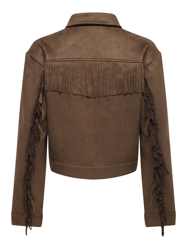 Onlylva Ls Faux Suede Frill Jacket - Cognac