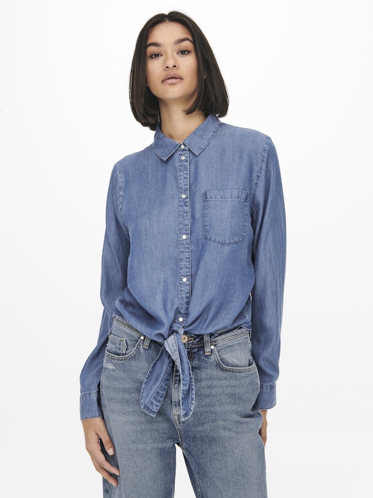 Jdyjasper L/s Knot Shirt Wvn - Blue Denim