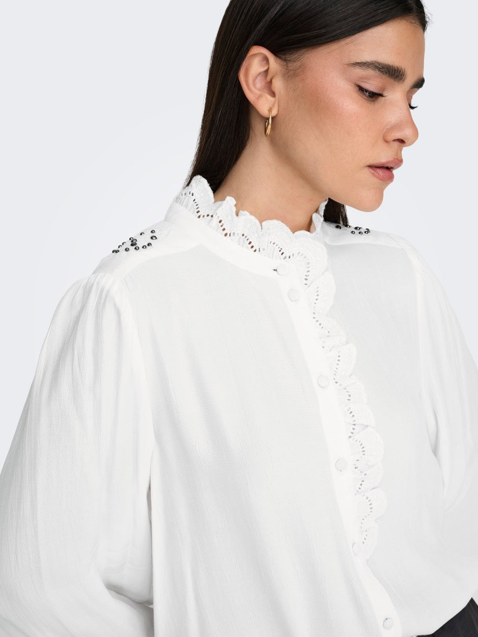 Jdyamy Ls Frill Shirt - Ecru