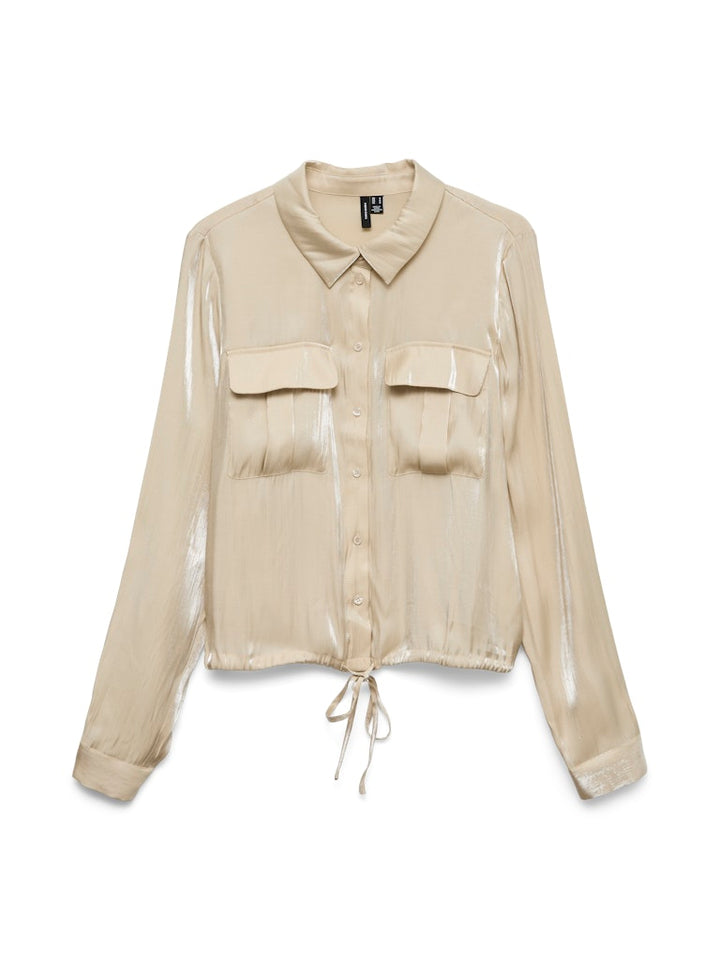 Vmmarys Liva Ls Tie Shirt Wvn Lcs - Zand