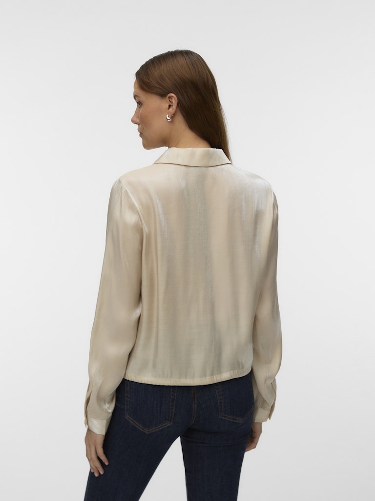 Vmmarys Liva Ls Tie Shirt Wvn Lcs - Zand