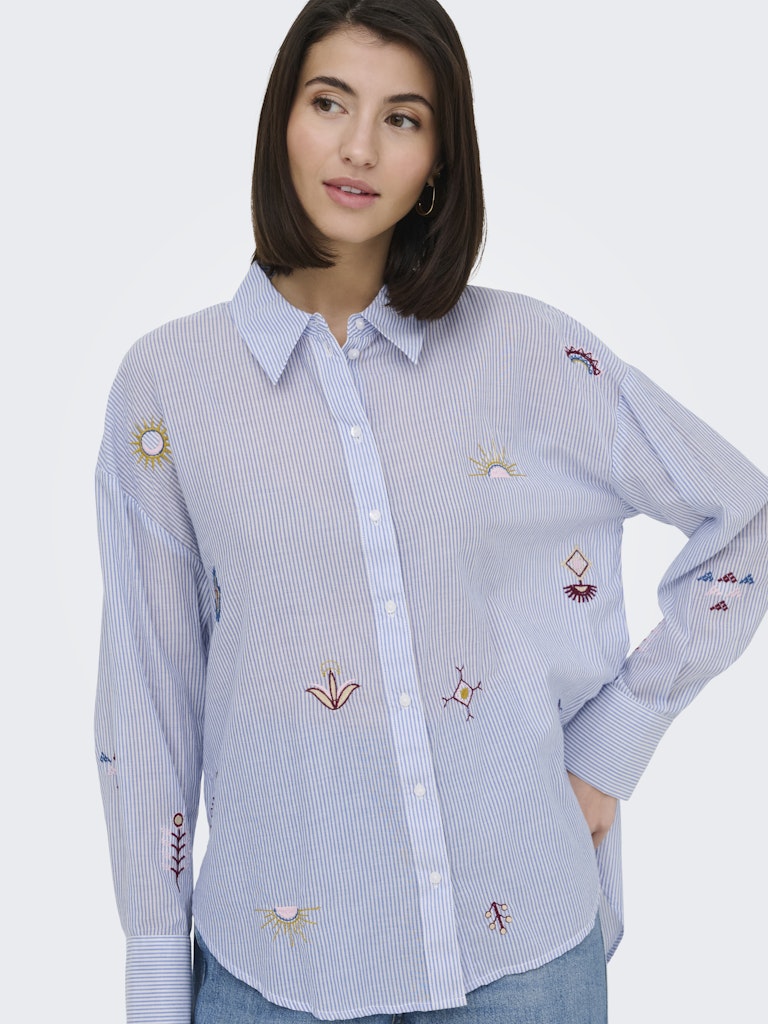 Jdypaige L/s Loose  Emb. Shirt Wvn - Wit Dessin