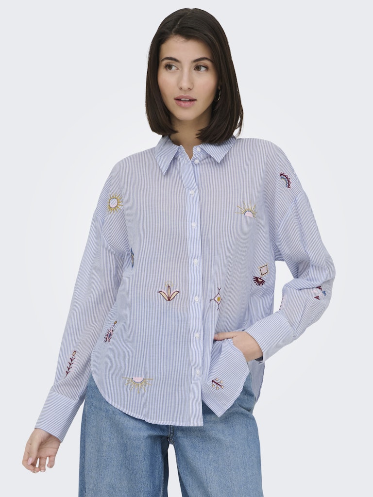 Jdypaige L/s Loose  Emb. Shirt Wvn - Wit Dessin