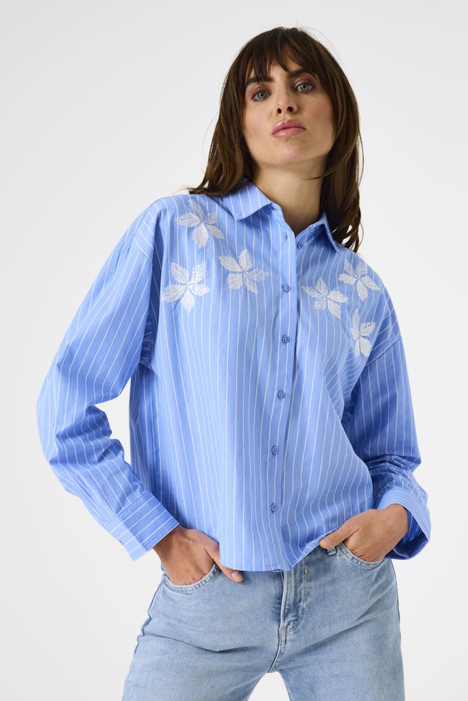 Streep Blouse - Blauw Dessin
