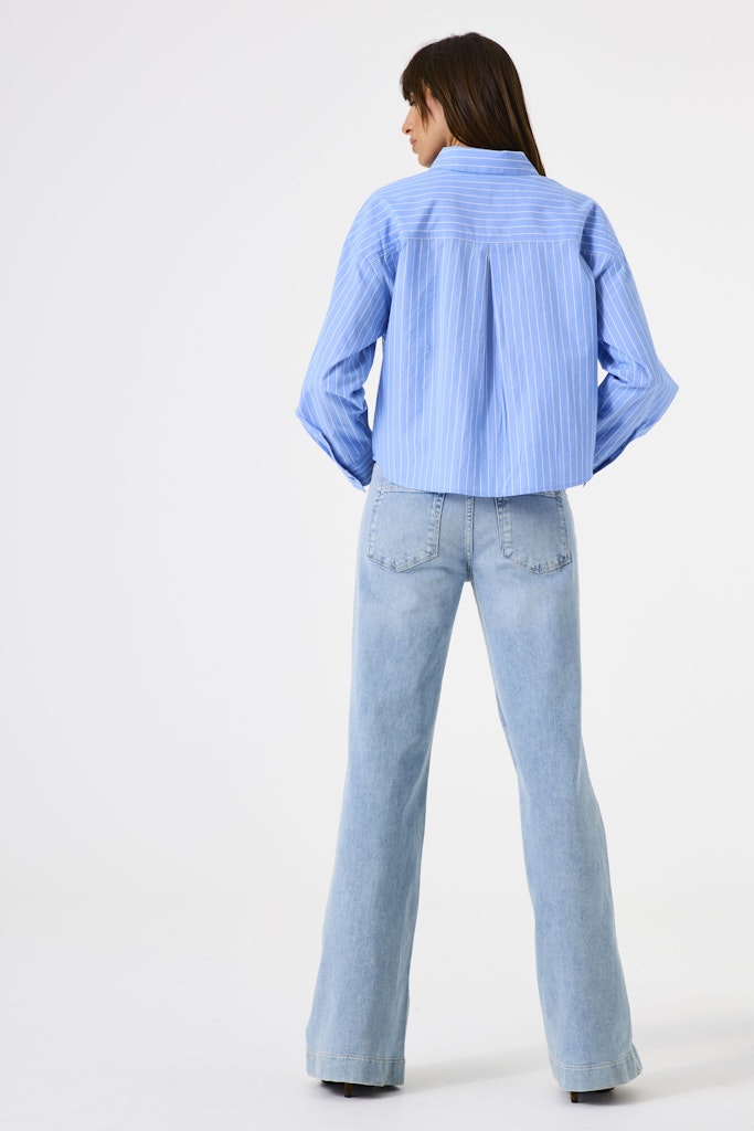 Streep Blouse - Blauw Dessin