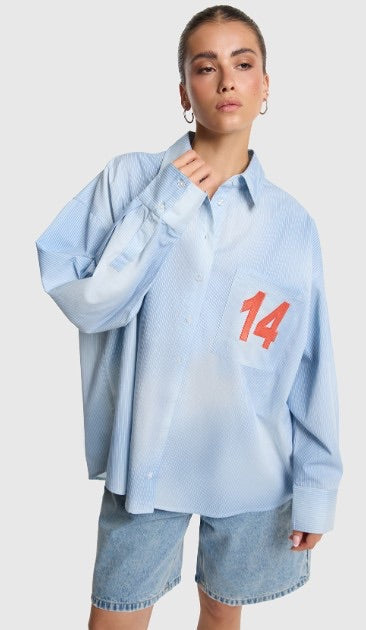 Faded Stripe Blouse - Blauw Dessin