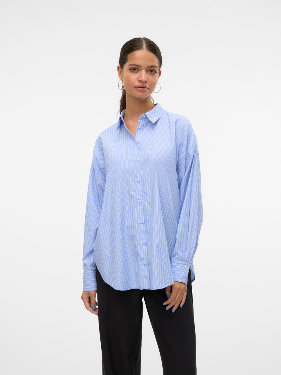 Vmfanni Ls Shirt Wvn Ga Noos - Blauw Dessin