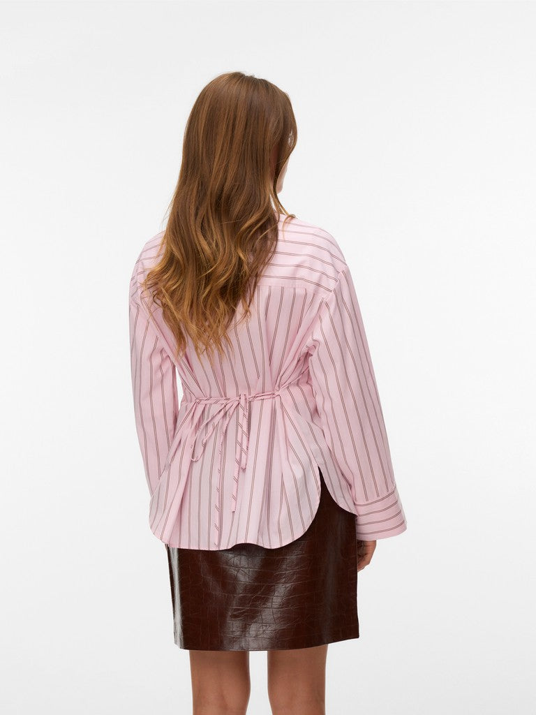 Vmgina Belt Ls Shirt Wvn - Roze Dessin