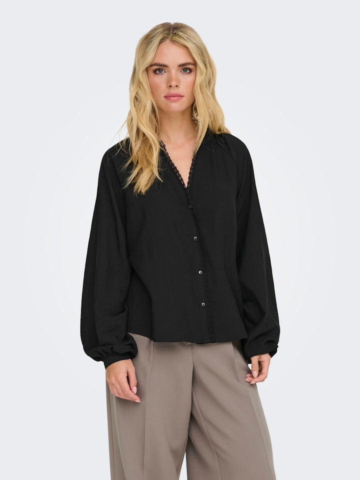 Jdyloli L/s Lace Shirt Wvn Dia - Zwart