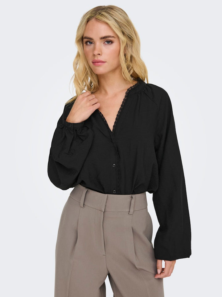 Jdyloli L/s Lace Shirt Wvn Dia - Zwart