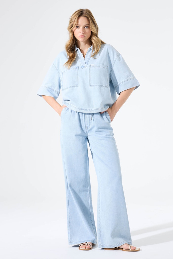 Denim Blouse S/s - Blue Denim