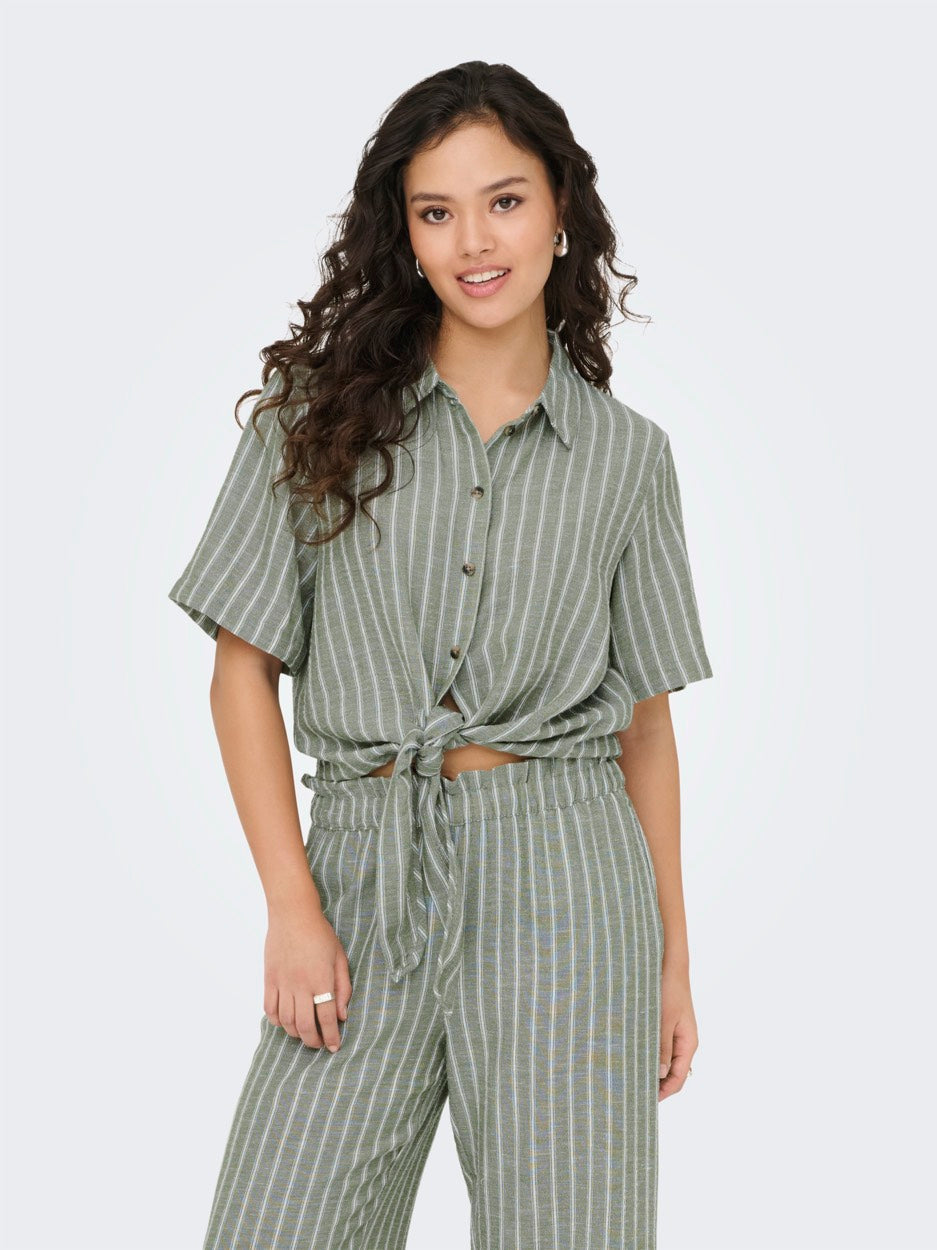 Jdyemilia S/s Knot Shirt Wvn Exp - Groen Dessin