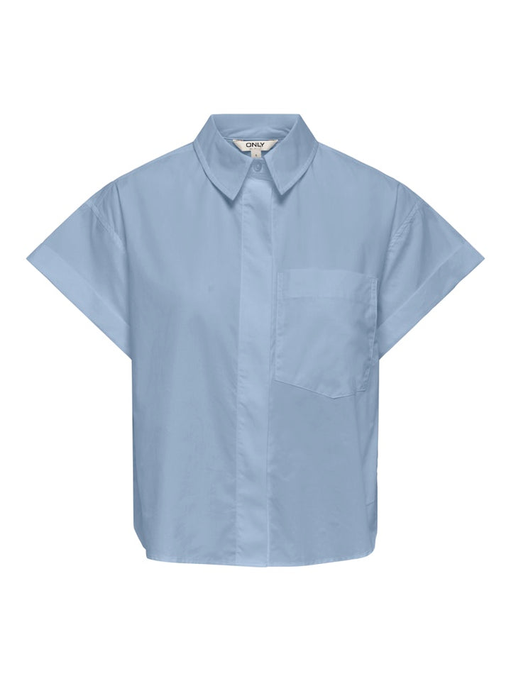 Onlkeri S/s Fold Shirt Wvn - Lichtblauw