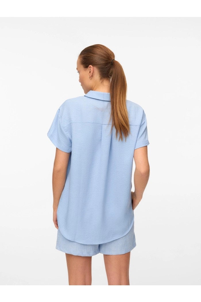 Vmmelaney Queeny Ss Shirt Wvn - Lichtblauw