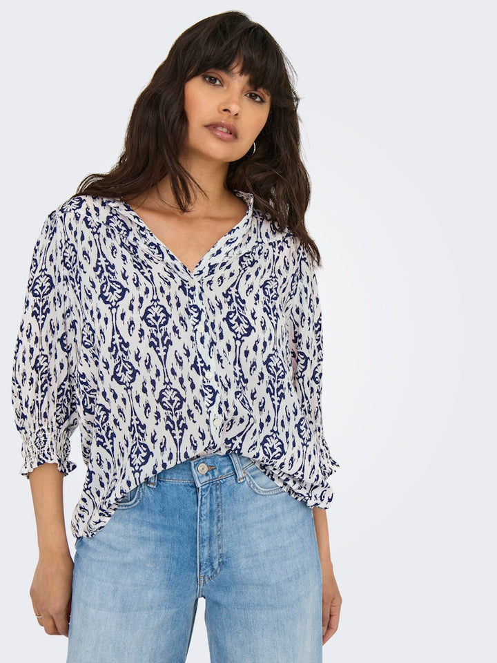 Onlraya 3/4 Shirt Wvn Noos - Blauw Dessin