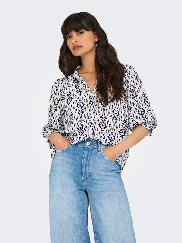 Onlraya 3/4 Shirt Wvn Noos - Blauw Dessin