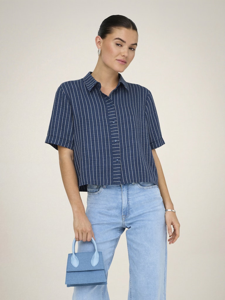 Jdypower S/s Short Shirt Wvn Noos - Blauw Dessin