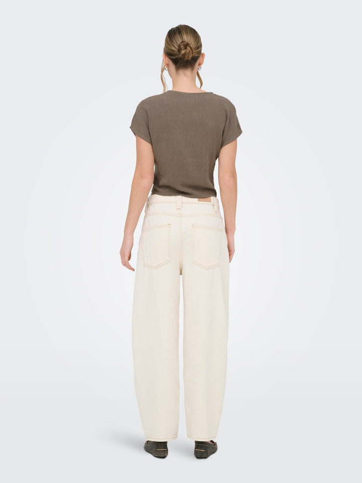 Onlsiesta Ss Knot Lin Bl Shirt Pnt Noos - Taupe