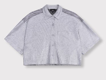 Foile Cropped Blouse - Zilverkleurig