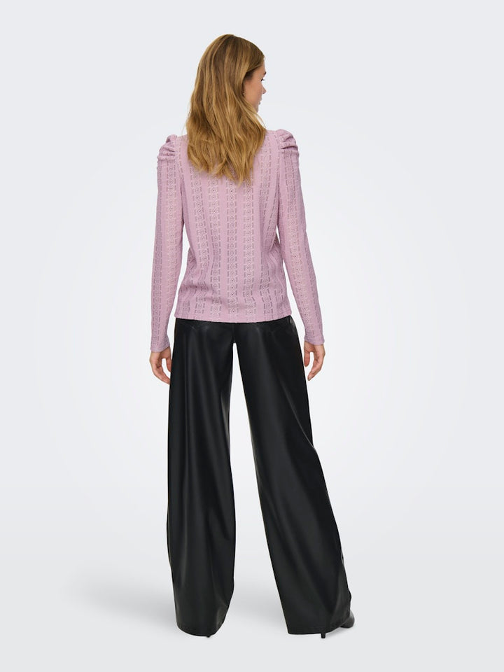 Onlmelanie L/s O-neck Top Jrs - Donker Rose